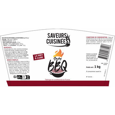 Marinade Smoky BBQ sceau de 1 kg Saveurs Cuisinées