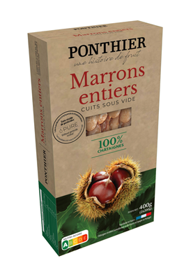 Marrons cuits pelés lot de 3 boîtes de 400g Ponthier