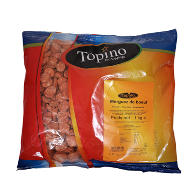 Merguez de bœuf tranchées lot de 5 sachets de 1 kg Topino