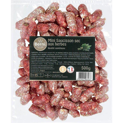 Mini saucissons secs aux herbes lot de 6 barquettes de 500g Berni