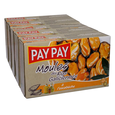 Moules à l'escabèche 5 boîtes 1/4 soit 575g  Pay Pay