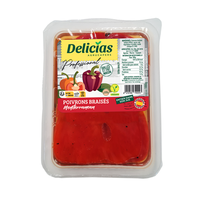 Poivrons entiers braisés lot de 4 barquettes de 1 kg Delicias AGRUCAPERS