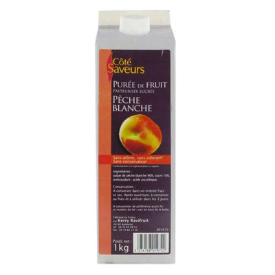 Purée de pêche blanche lot de 2 briques de 1 L Côté Saveurs