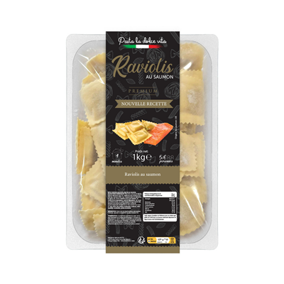 Raviolis au saumon lot de 3 barquettes de 1 kg PASTA LA DOLCE VITA