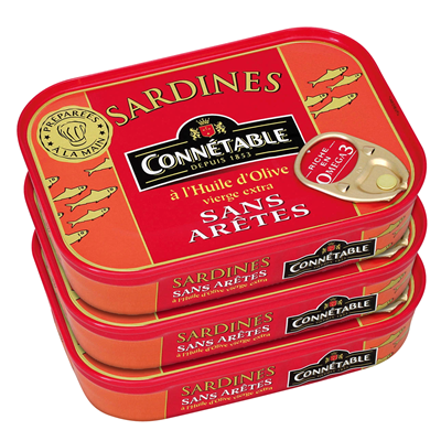 Sardines à l'ancienne boîte 1/6 lot de 3 x 115g Connétable