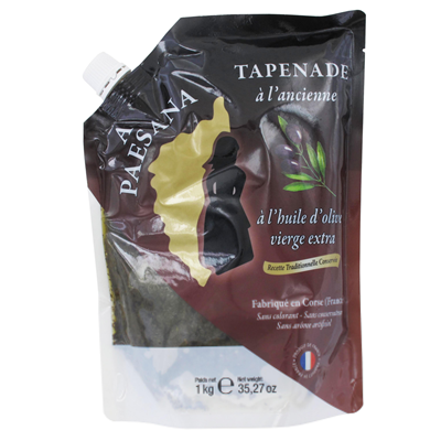 Tapenade d'olive noire lot de 4 Doypack de 1 kg A. Paesana