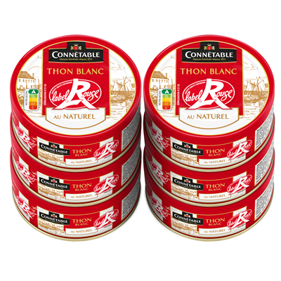 Thon blanc au naturel Label Rouge Germon lot de 12 boîtes de 120g Connetable