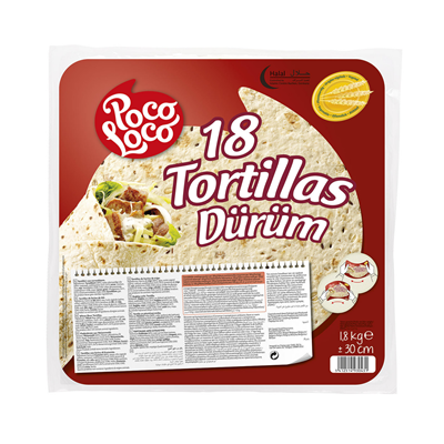 Tortilla 30 cm paquet 18 pièces soit 1.8 kg Poco Loco