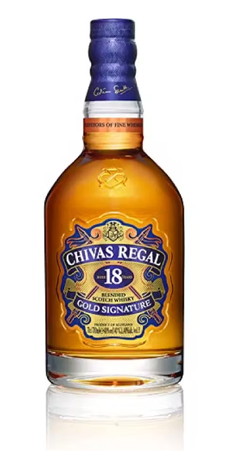 Whisky 18 ans Gold Signature 40° lot de 3 bouteilles de 70cl Chivas Regal