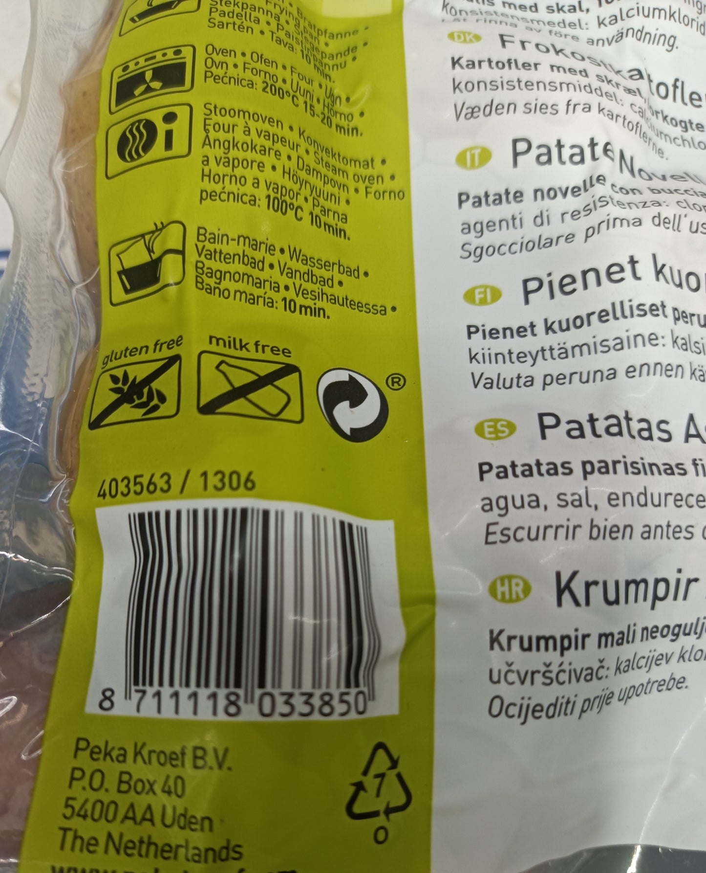 Pomme de terre Grenaille avec peau lot de 6 sachets (sous vide) de 1,5 kg Peka