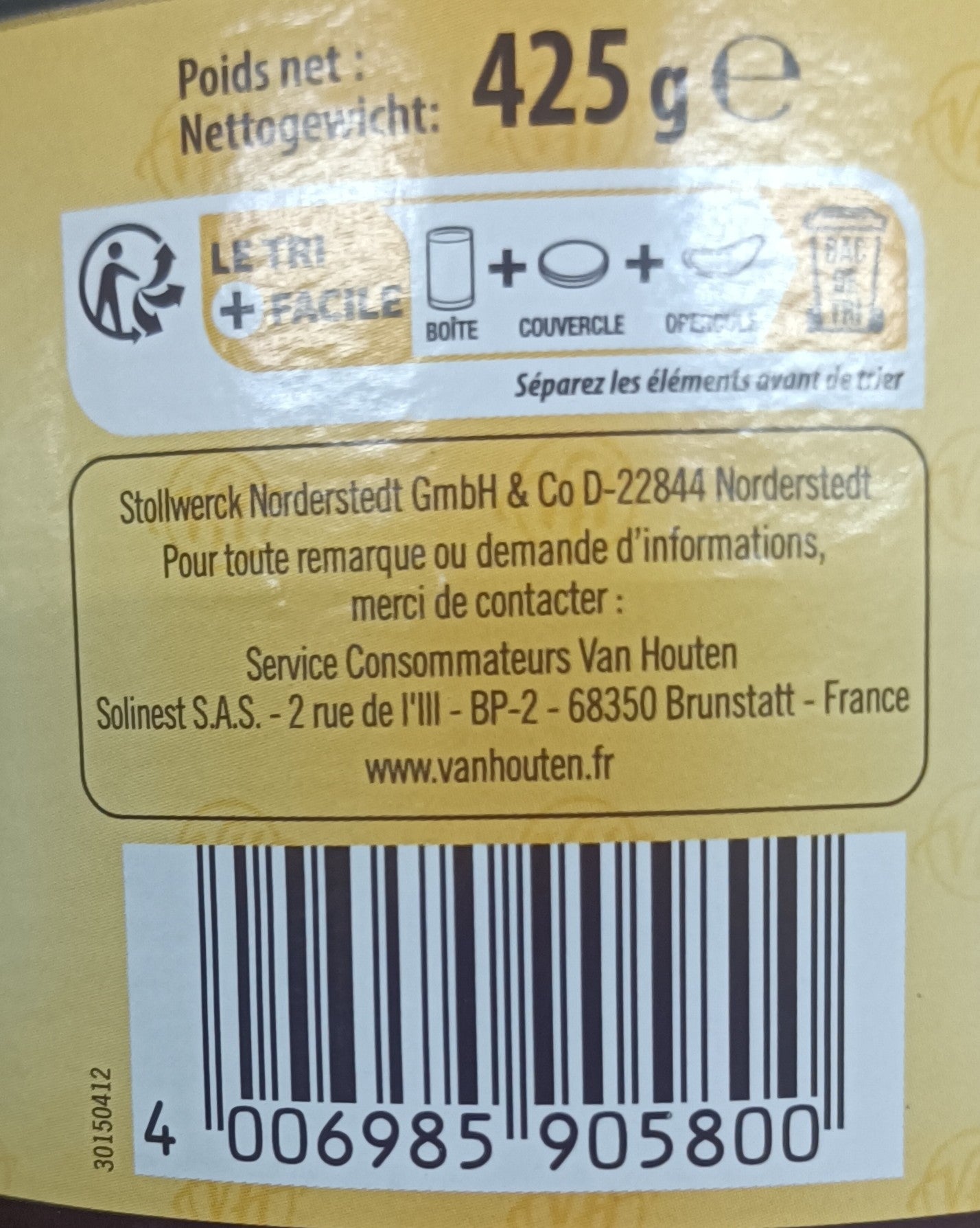 Chocolat en poudre façon Bistrot lot de 6 boîtes de 425g Van Houten
