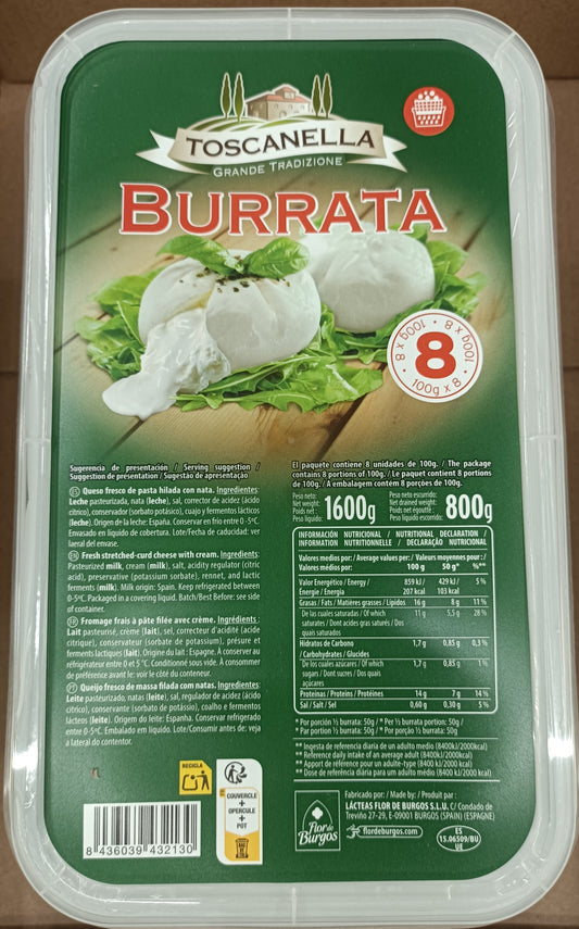 Burrata 1 carton de 3 barquettes de 800g Toscanella
