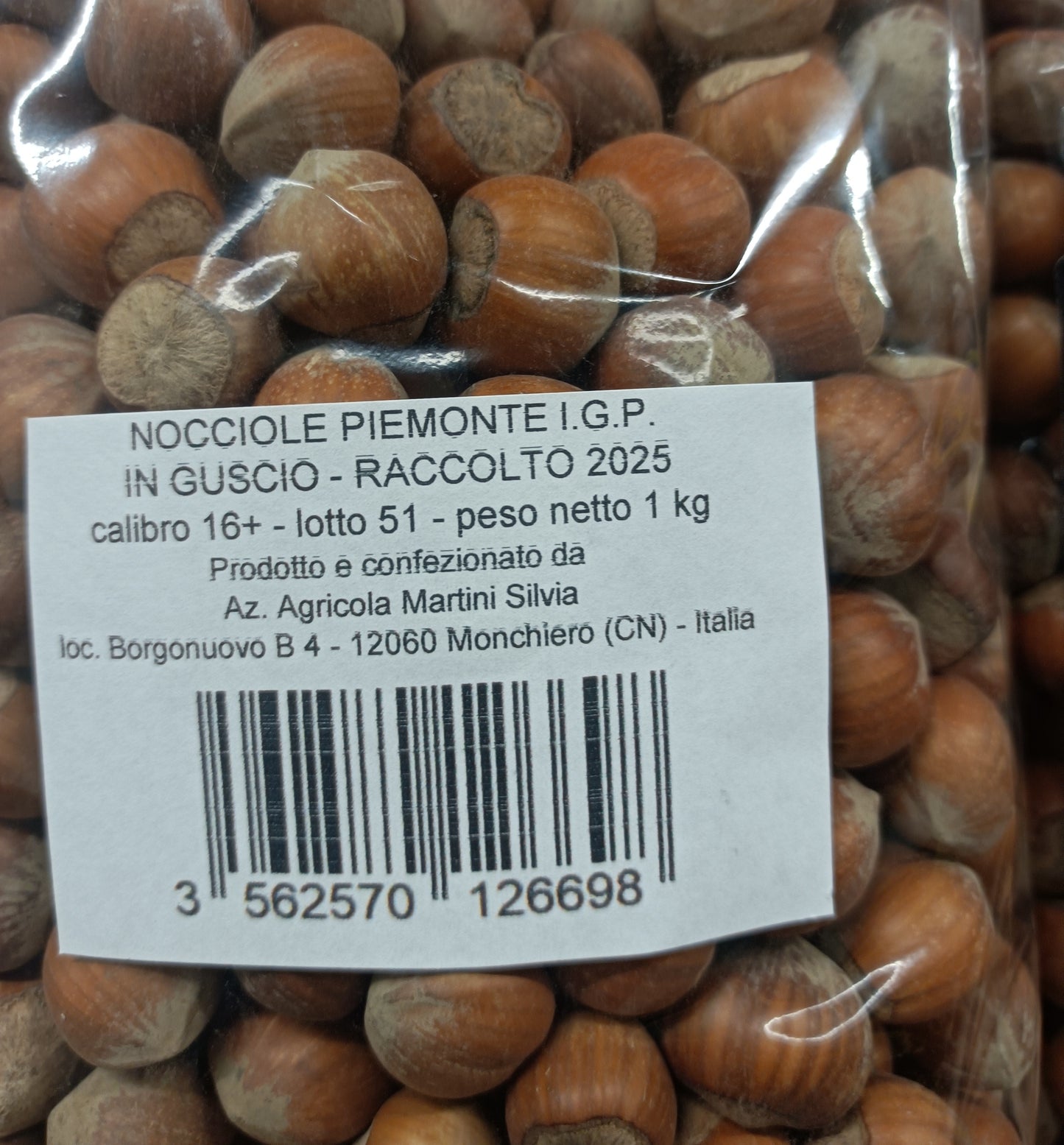 Noisette IGP Piémont sachet calibre 16+ mm catégorie 1 Italie 1 kg