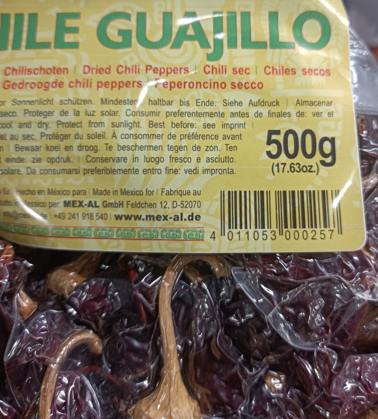 Piments secs Guajillo lot de 2 sachets de 500g MEX-AL