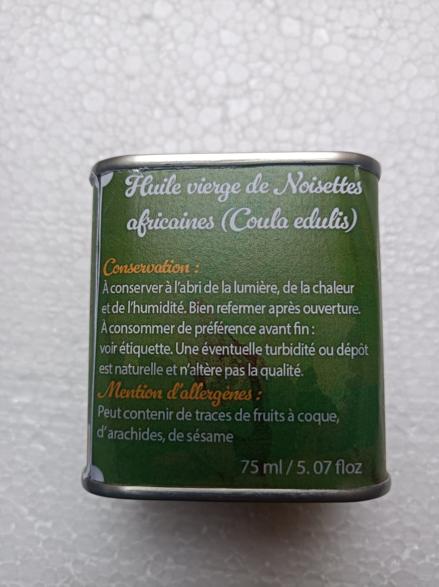 Huile vierge de noisettes africaines (Coula edulis) 75ml