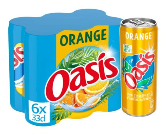 Boisson à l'orange lot de 6 boîtes slim 33cl Oasis