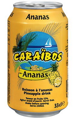 Boisson ananas lot de 24 boîtes 33cl Caraïbos