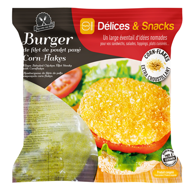 Burgers de filets de poulet panés Halal lot de 3 sachets de 10 x 100g Délices & Snacks