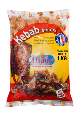 Émincés kebab volaille veau grillé halal lot de 3 sachets de 1kg Asalor