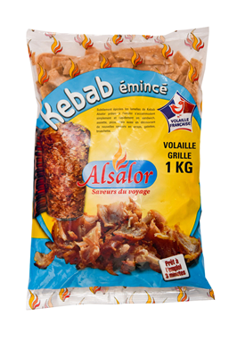 Émincé kebab volaille Halal lot de 3 sachets de 1kg Alsalor