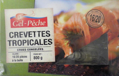 Gambas entières crues 16/20 lot de 2 sachets de 800 g