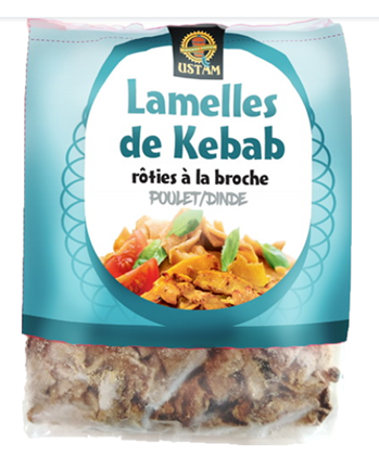 Lamelles de kebab poulet-dinde lot de 3 sachets de 850g Ustam