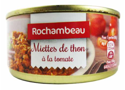 Miettes de thon à la tomate lot de 8 boîtes 1/5 Rochambeau