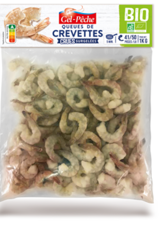 Queues de crevettes crues décortiquées BIO lot de 2 sachets 1 kg Gel-Pêche