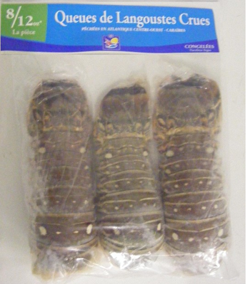 Queues de langoustes blanches crues 8/12 sachet 1kg