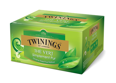 Thé Vert Simplement Pur lot de 2 boîtes de 50 sachets Twinnings